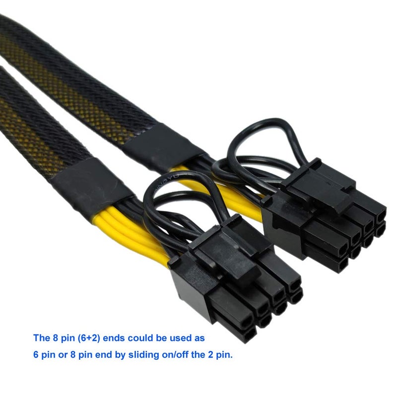 COMeap GPU Power Cable for Dell T3600 T3610 T5600 T5610 T5610 T7600 T7610 5810 T5810 T7810, 8 Pin PCIe to Dual 8 Pin(6+2) Male PCIe Power Adapter 13-inch(34cm) - Image 3